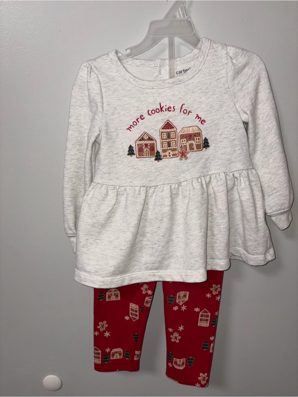 Child of Mine Gray & Red Gingerbread More Cookies for Me Christmas Set 3T